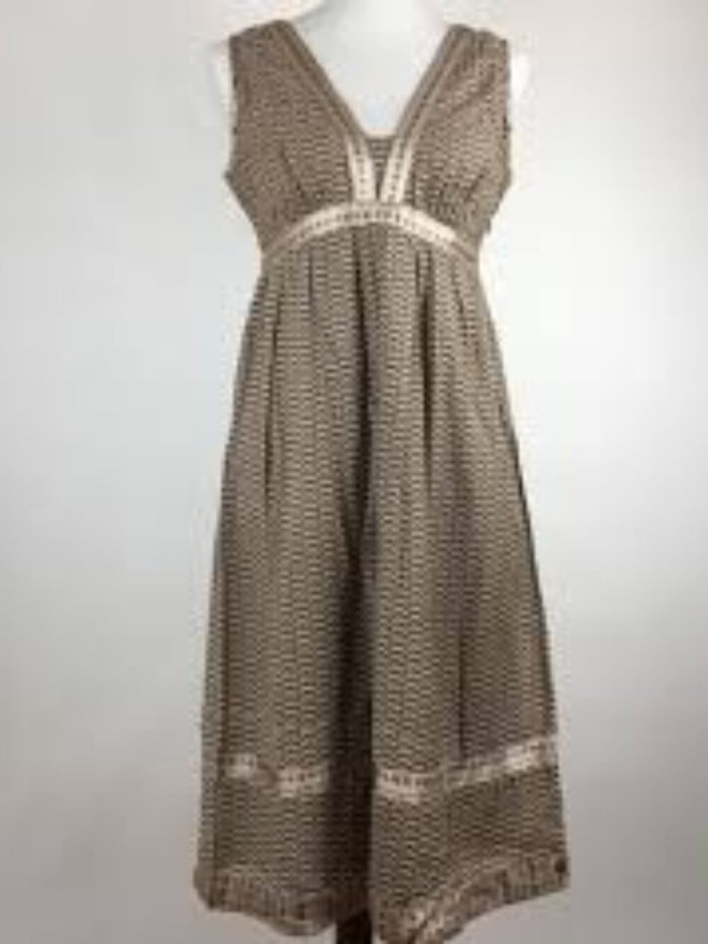 Nougat London silk trimmed sleeveless dress tan, cream women's size 4